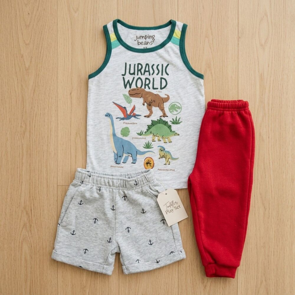 Toddler Boy 3pc Bundle 2T 3T Jumping Beans Jurassic World NWOT
